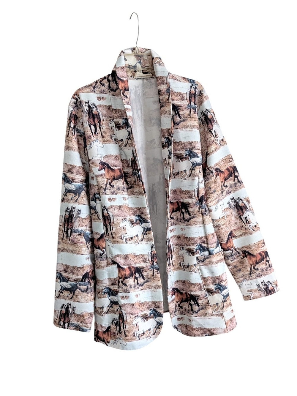 Avery Apparel Company Horse Print Open Front Blazer Jacket, Large, USA Made